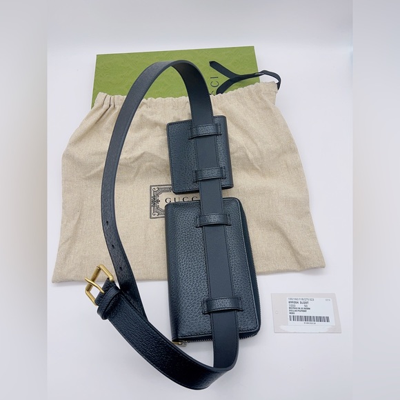 NWT Authentic Gucci Marmont Unisex 3-way Belt Bag in Black Size 90/36 - Picture 3 of 16